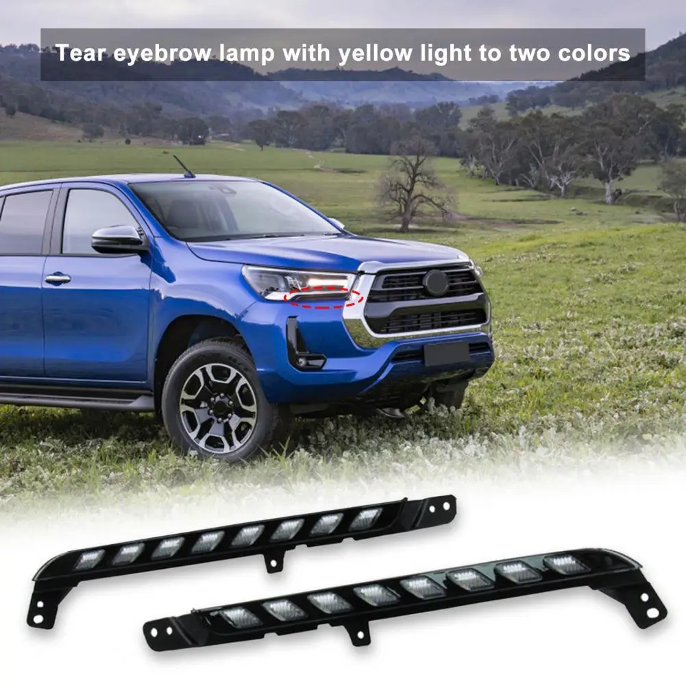 

2Pcs Daytime Running Bulb Easy Installation Waterproof ABS 6000-6700K LED DRL Turn Signal for Toyota Hilux 2020