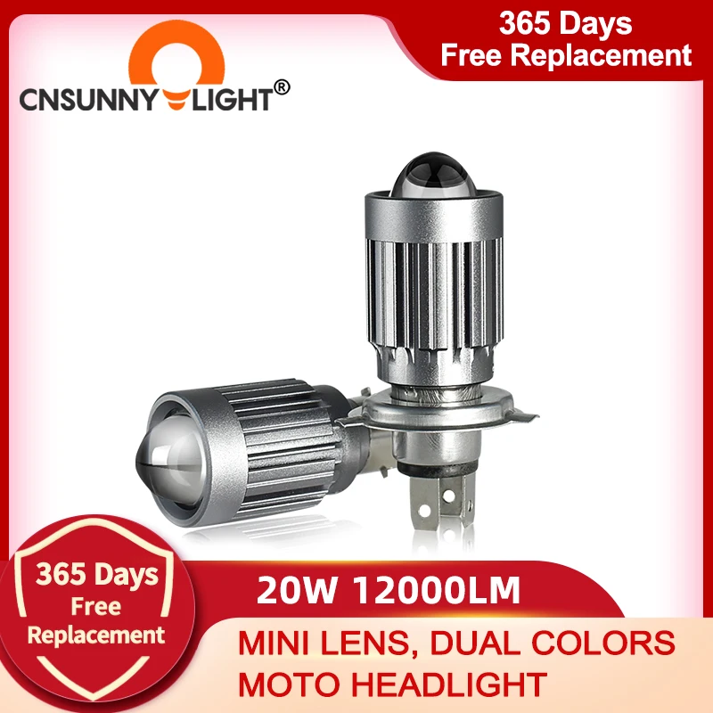 CNSUNNYLIGHT Bi LED Moto объектив H4 H6 BA20D HS1 лампа для фар мини проектор двойной цвет 12000Lm Hi/Lo