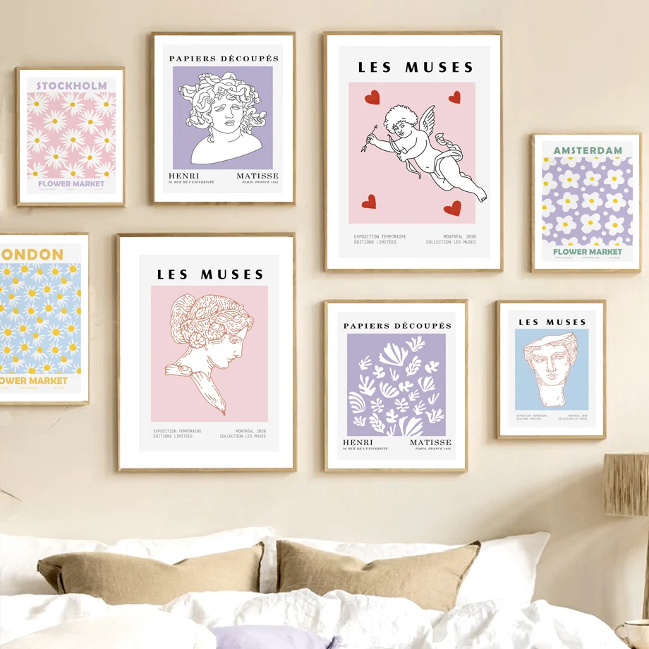 

Cupid LES MUSES Medusa Flower Market Abstract Matisse Art Canvas Painting Nordic Posters And Prints Wall Pictures Bedroom Decor