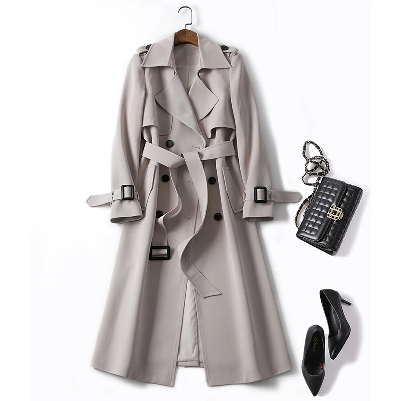 

Abrigos High quality Women's Windbreaker British Style Lace Fashion New Overcoat Female Spring Double breasted Trench Coats Z580