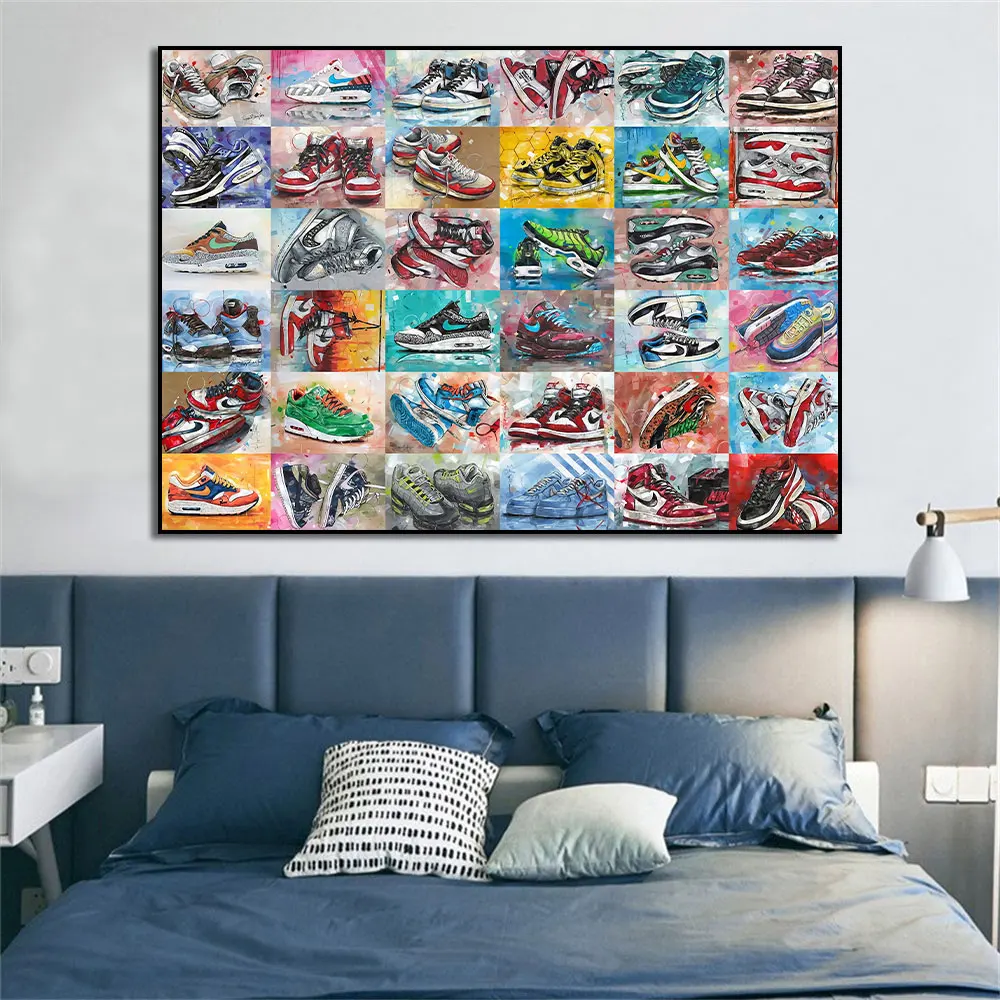 

Watercolor Sneaker Shoes Canvas Paintings on The Wall Art Posters and Prints Fashion Sport Shoes Pictures for Boy's Room Decor