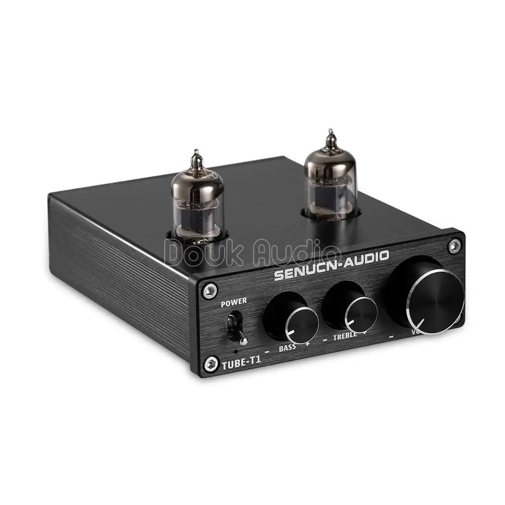 Черный Douk аудио мини HiFi 6J1 вакуумная трубка предусилитель Стерео предусилитель цифровой ВЧ и бас тон управление - Цвет: Черный