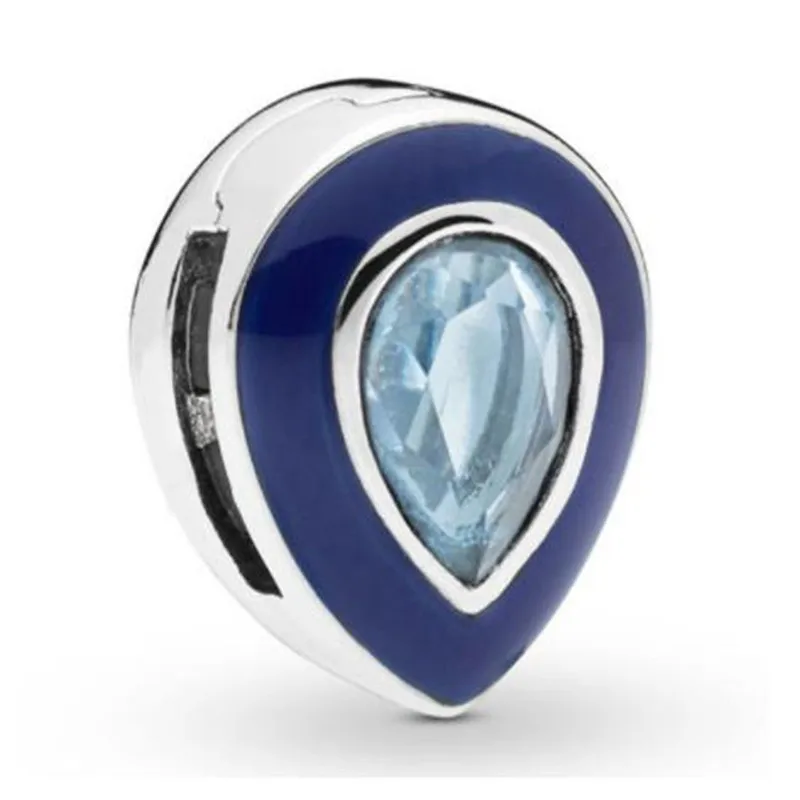 

100% 925 Sterling Silver Reflexions Blue Droplet Green & White Circle Pink Square Clip Pan Charm Fit Bracelet Diy Jewelry