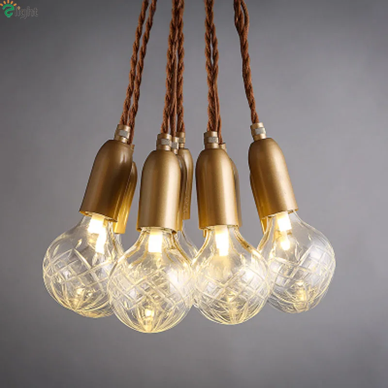 Современные DIY Стекло светодиодный подвесной светильник с золотой Led подвесная