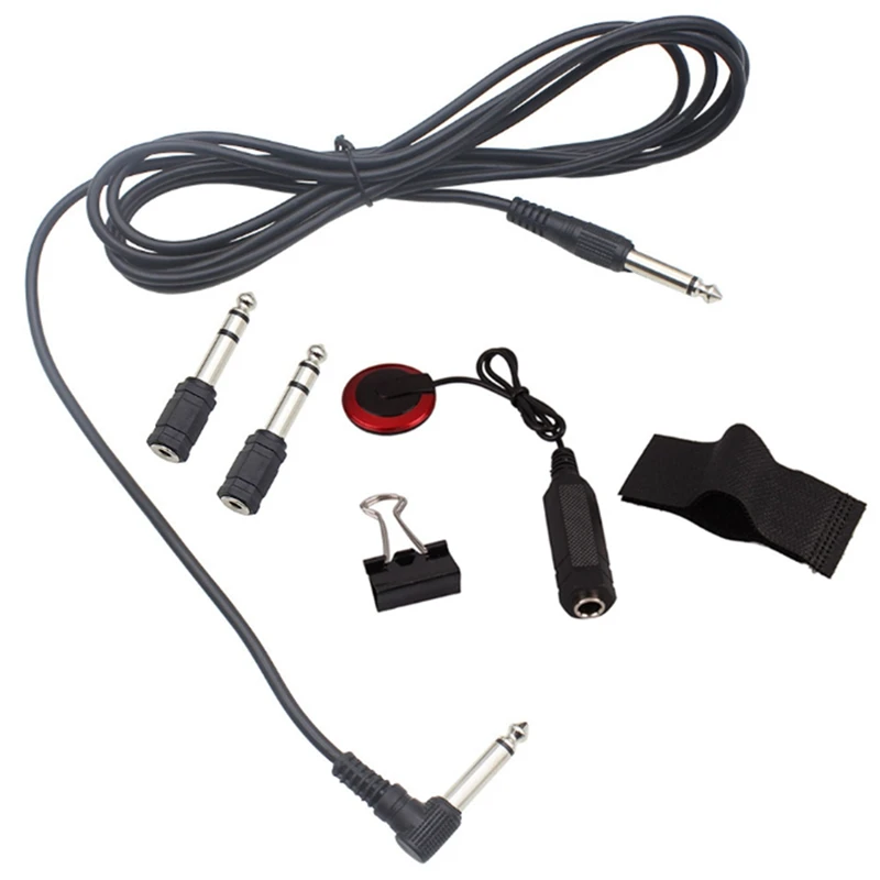 

Guitar Piezo Contact Microphone Pickup Female Audio Adapter 10 Feet Straight to Right Angle for Guitar Amp Cord