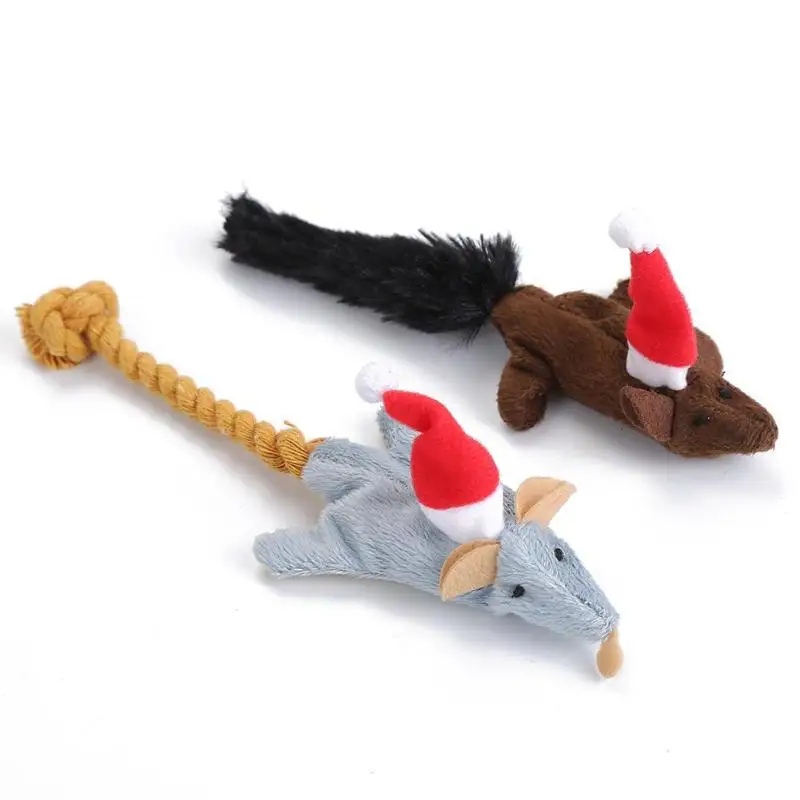 Собака Кошка плюшевая игрушка износостойкая имитация на Рождество мышь грызет