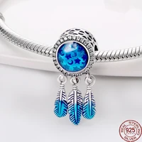 new 100 925 sterling silver beautiful blue dream catcher charms beads fit original pandora braceletbangle making diy jewelry