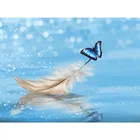 Бабочкой, перьями и синего цвета, Дисплей квадратные 5D набор 