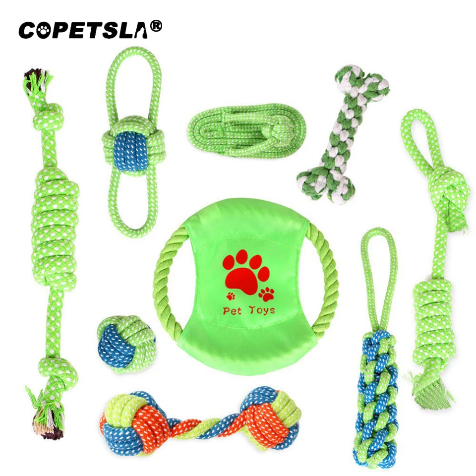 

Copetsla 7 шт./9 шт./13 шт. Pet веревка для жевания игрушки набор жевательные игрушки для собак на открытом воздухе зубы чистыми игрушки для больших с...