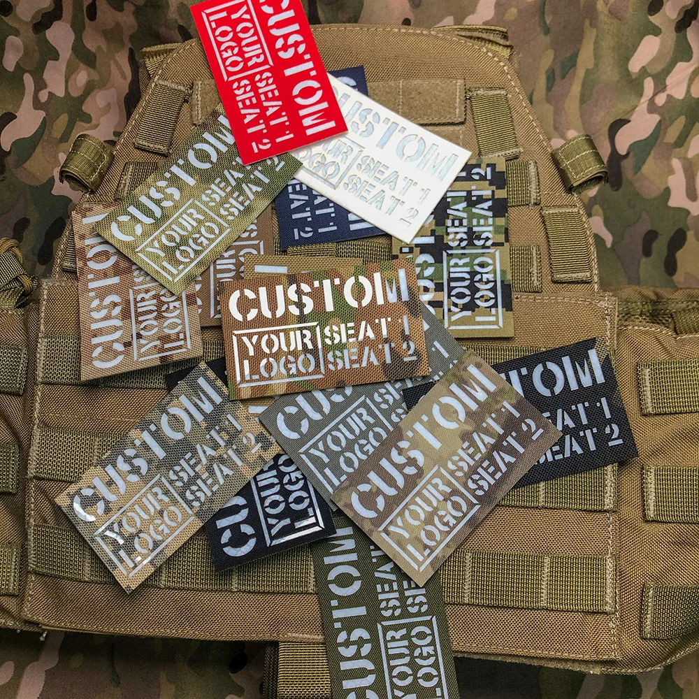 Custom Laser Cutting Patch Name Tapes Tag Reflective Material Brand White Letters Morale Tactics Military Airsoft