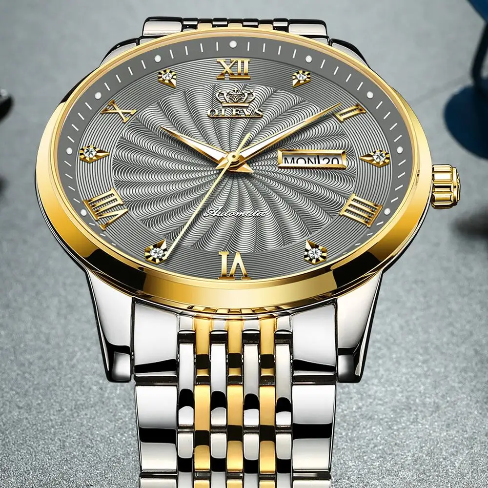 Часы наручные OLEVS Мужские механические Роскошные автоматические спортивные