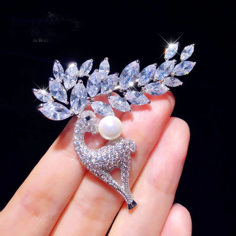 Броши для женщин с кубическим цирконием темперамент кардиган жемчужинами и