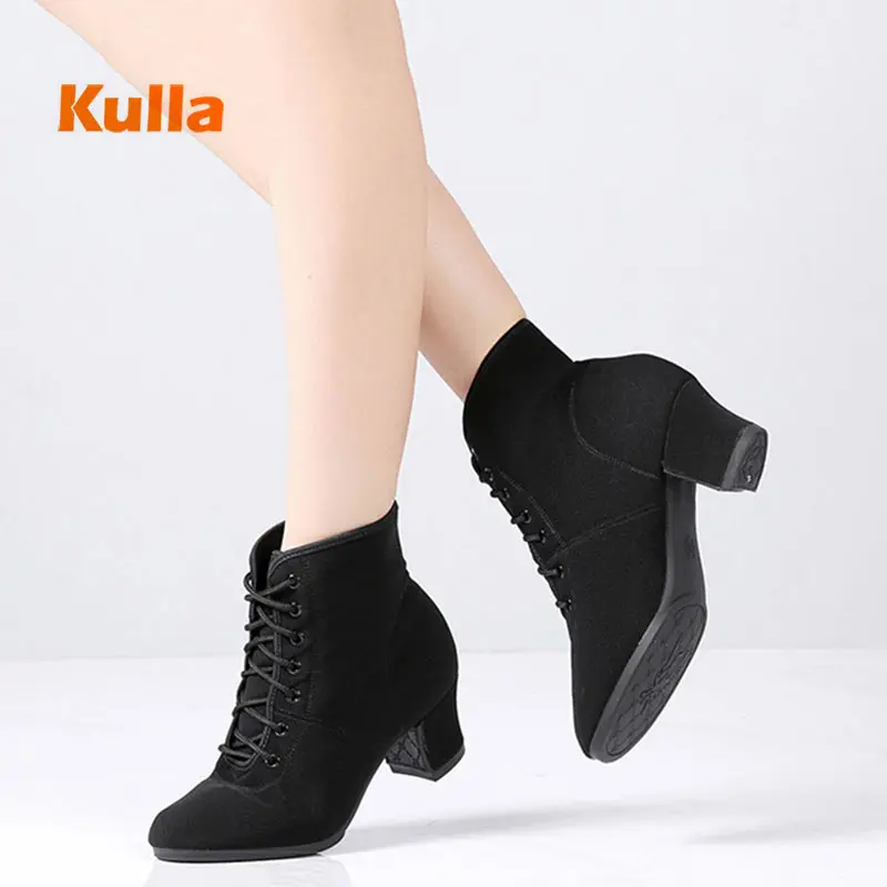 High Top Women Latin Dance Shoes Salsa Jazz Dancing Boots Female High Heels 3cm 5cm Outdoor Adult Woman Ballroom Dance Sneakers