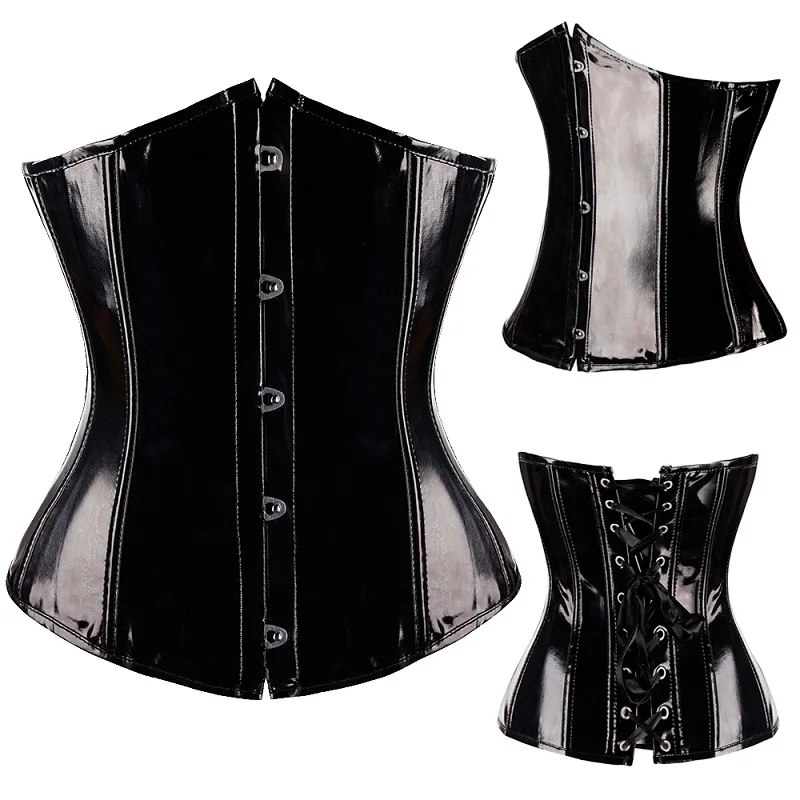 2035Buckle underbust X сексуальный черный виниловый готический корсет, Черный бурлеск, женское белье, бюстье, белье, стимпанк, Корректирующее белье, Размеры s m l xl XXL - Цвет: 2035Buckle underbust