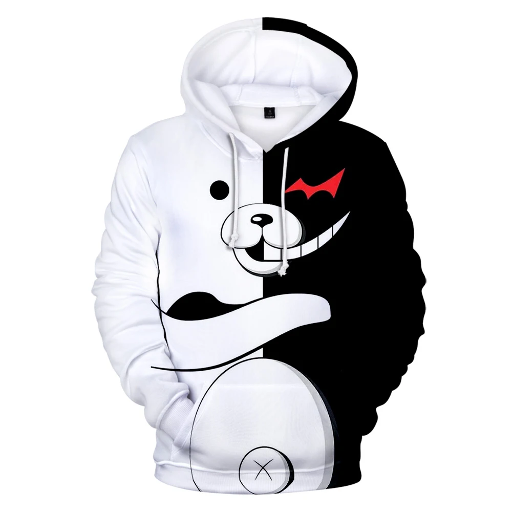 

Милые толстовки Monokuma 3D, мужские и женские свитшоты, модные худи, популярный осенний 3D принт аниме monokuma для мальчиков и девочек, мужские пулов...
