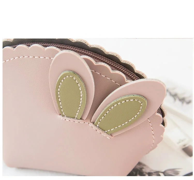 Короткий кошелек держатель для карт из искусственной кожи с милыми заячьими