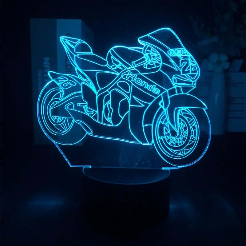 

Прямая поставка от японского бренда для мотоцикла, сенсорный датчик, Декор, 3D ночник, будильник, основа, светильник, меняющий цвет, для детей