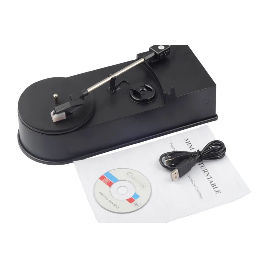 

Mini Vinyl Turntable Record Player with USB, CD, Support 33/45RPM, Turntable to MP3 Converter, Portable Vinyl Record Player
