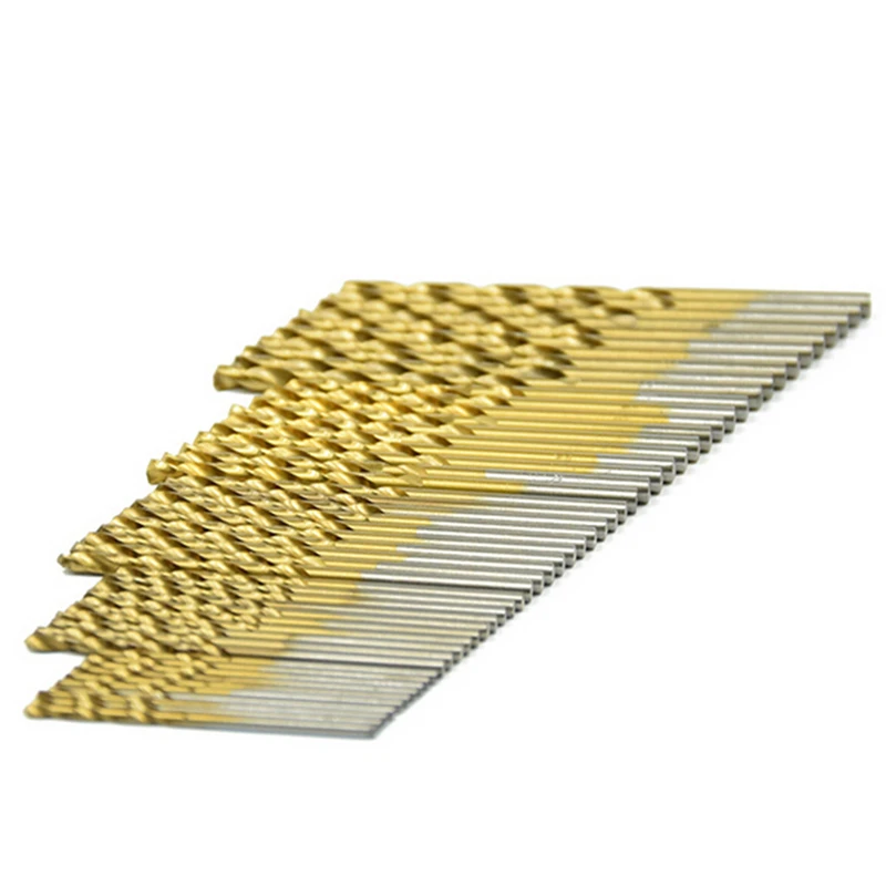 50 шт. набор сверл с титановым покрытием HSS высокоскоростные стальные сверла