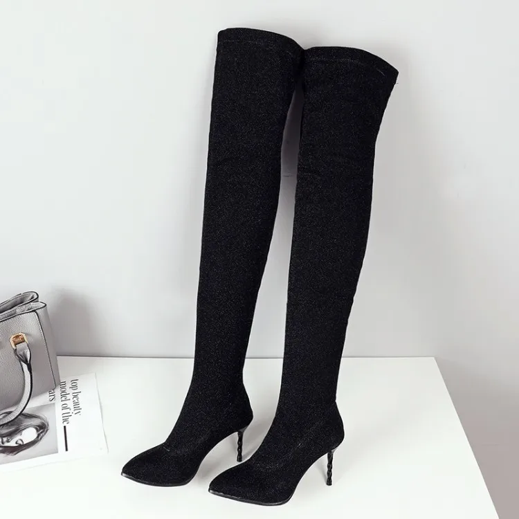 Большие размеры 9 10 11 12 высокие сапоги до бедра выше колена женские женская обувь
