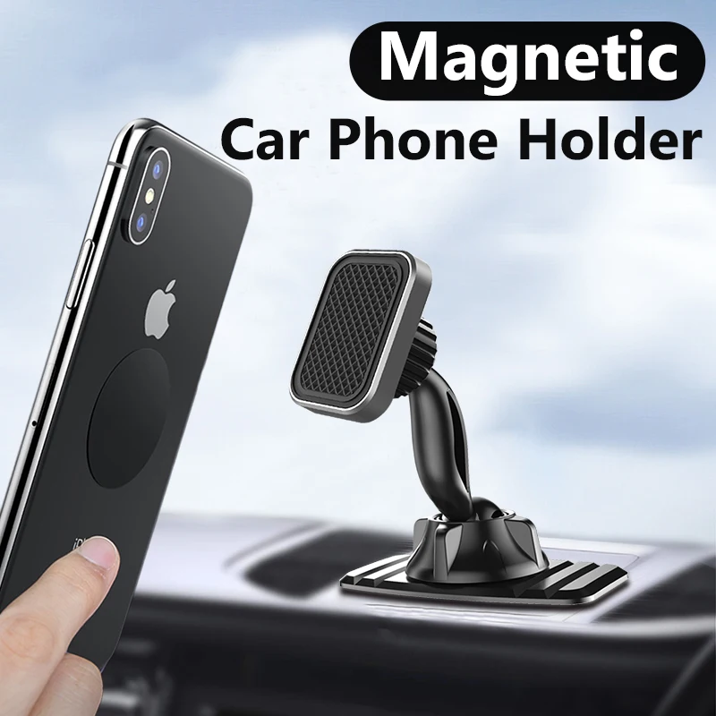 

Universal Magnetic Car Phone Holder For iPhone Xiaomi Samsung Double 360° Rotation GPS Strong Magnet Dashboard Mount Holder