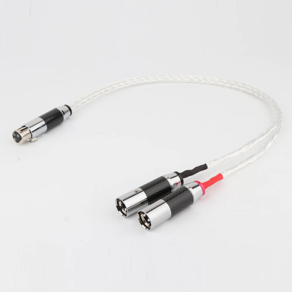 Hi-end 8AG одиночный посеребренный OCC XLR Female To 2XLR Мужской Соединительный кабель Hifi