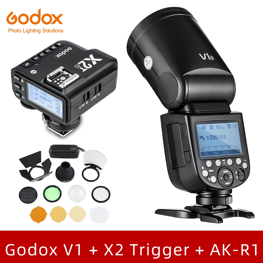 V1 AK-R1 X2 Вспышка Godox V1 V1C V1N V1S V1F V1O ttl 1/8000s HSS литиевая батарея Speedlite вспышка для Canon Nikon sony Fuji Olympus - Цвет: V1 AK-R1 X2