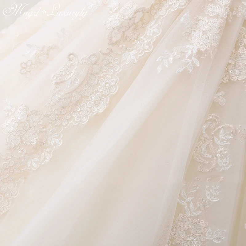 

Luxury Wedding Dresses Sleeveless O Neck Lace Applique Sweetheart Prom Gowns Sexy Backless vestido de noiva Court Train