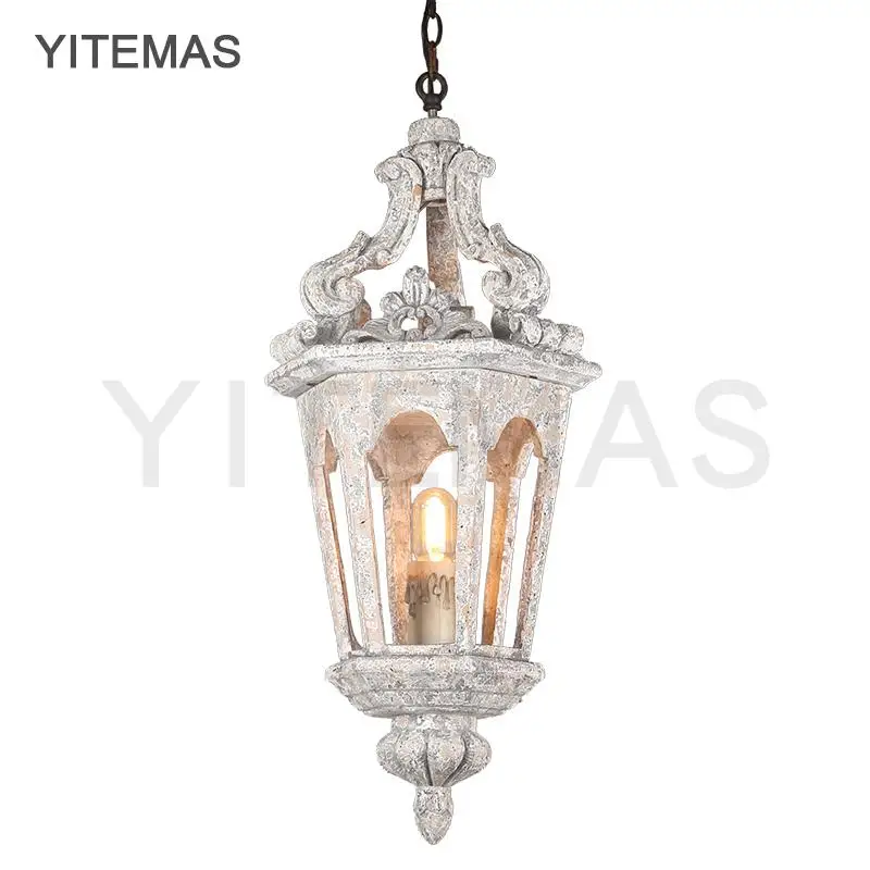 Французский роскошный античный светильник из белого дерева винтажный подвесной