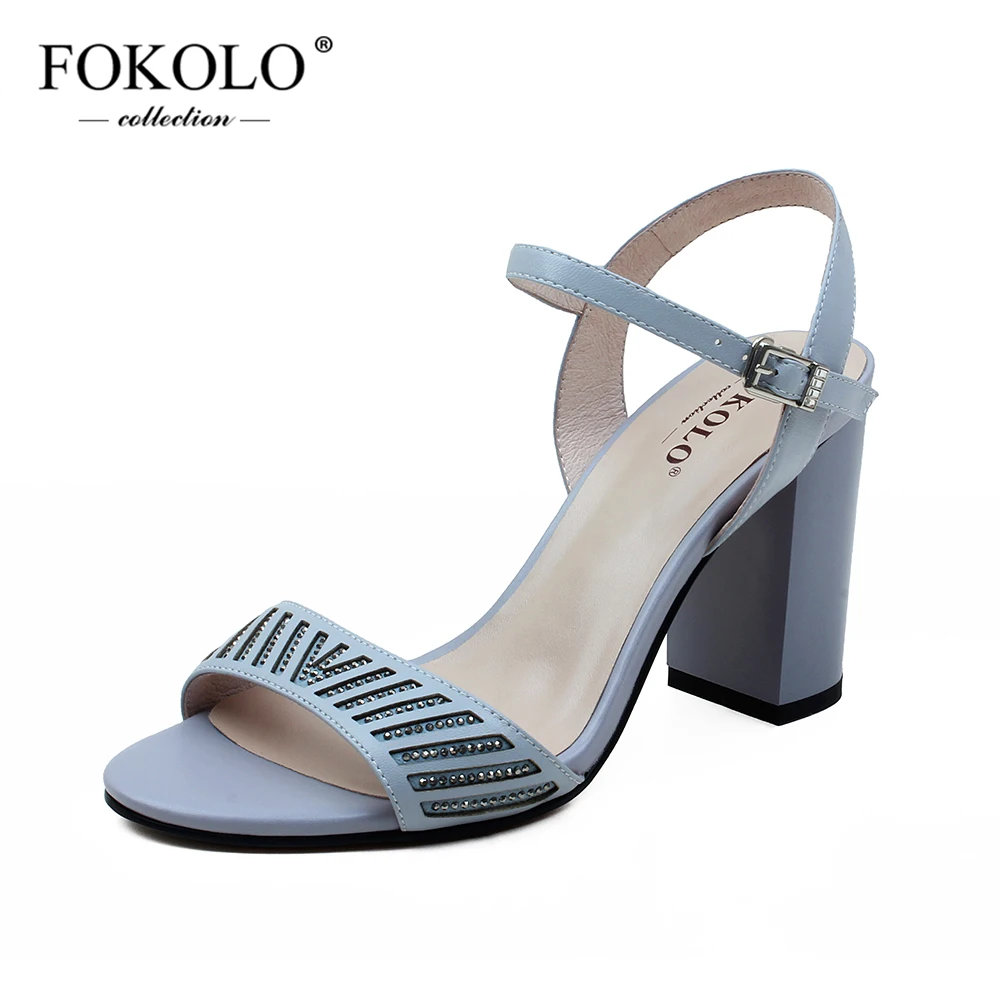 Женские сандалии с круглым носком focolo летние туфли на высоком каблуке ремешком