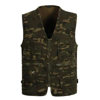 military male cotton camouflage casual large size mens vest v neck tooling sleeveless jacket with many pockets outdoor waistcoat