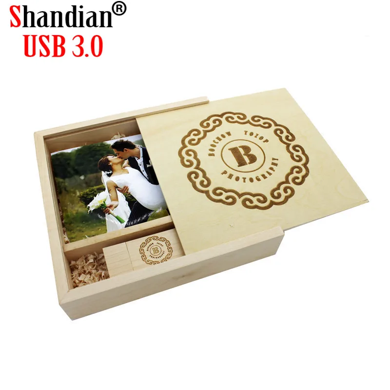 Флэш-накопитель флеш-диск USB 2 0 фотографий деревянная коробка 4/8/16/32/64/128 ГБ