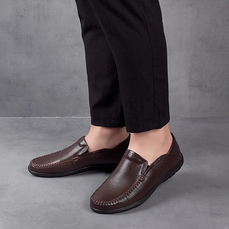 Men Casual Shoes outdoor Luxury Brand Genuine Leather Mens fashion Loafers Moccasins Comfy Breathable Slip on Driving Shoes a4