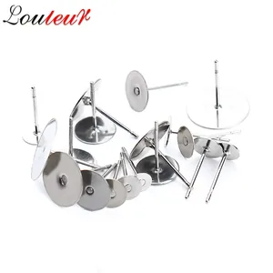 Серьги-гвоздики из нержавеющей стали, с кабошоном, 100 шт.лот