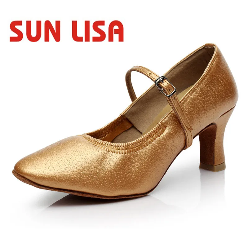 Высококачественные Женские танцевальные туфли SUN LISA из свиной кожи на высоком