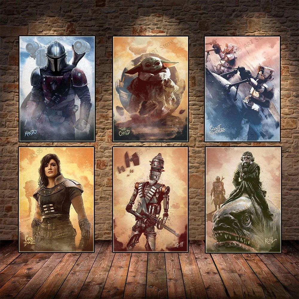 

Disney Star Wars Wall Art Canvas Painting Movie Mandalorian Characters Posters Prints Room Decoration Pictures Home Decor