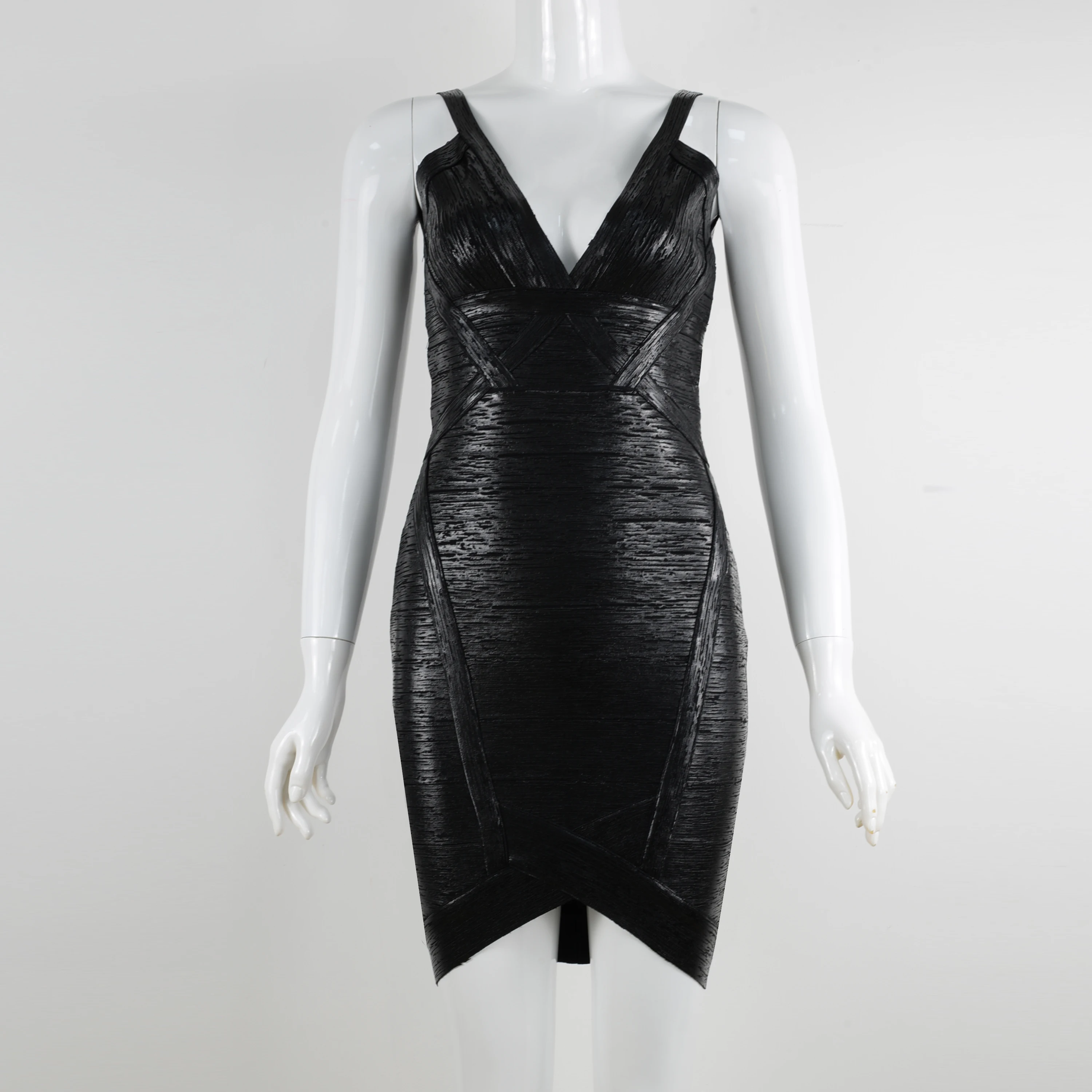 Женское летнее модное сексуальное Золотое черное Бандажное платье с v-образным