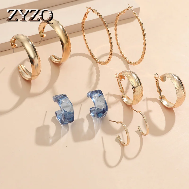 

ZYZQ корейские простые темпераментные C-образные круглые серьги-обручи для женщин геометрические романтические серьги модные свадебные укра...