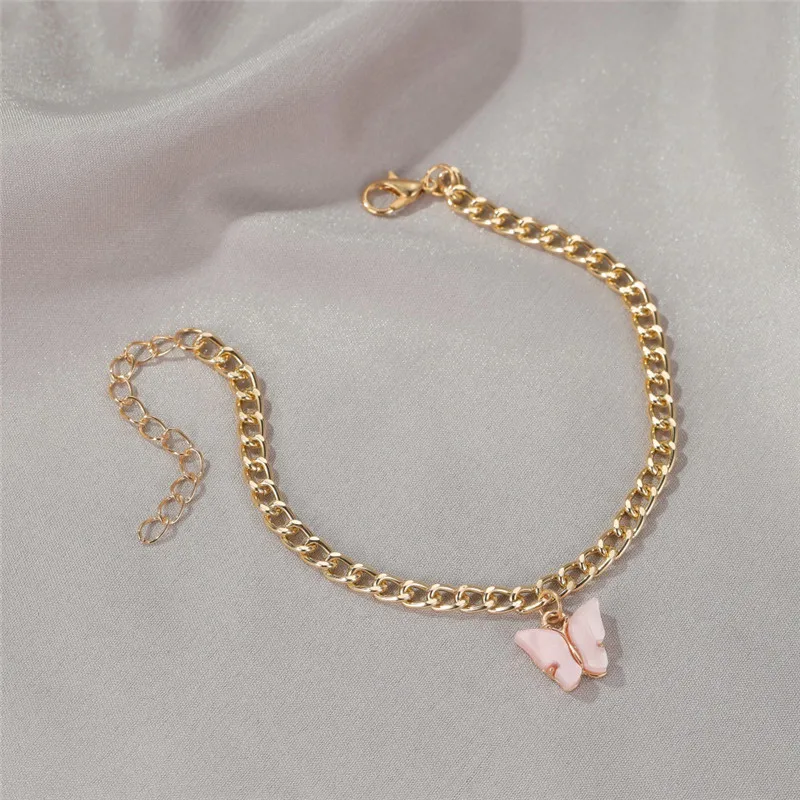 Браслет на лодыжку LETAPI с подвеской в виде бабочки золотистого цвета для женщин