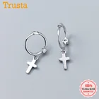 Женские серьги-гвоздики с крестом trustdavid, модные романтические серьги из стерлингового серебра 100% пробы для молодых девушек, подарок для подростков, DS892