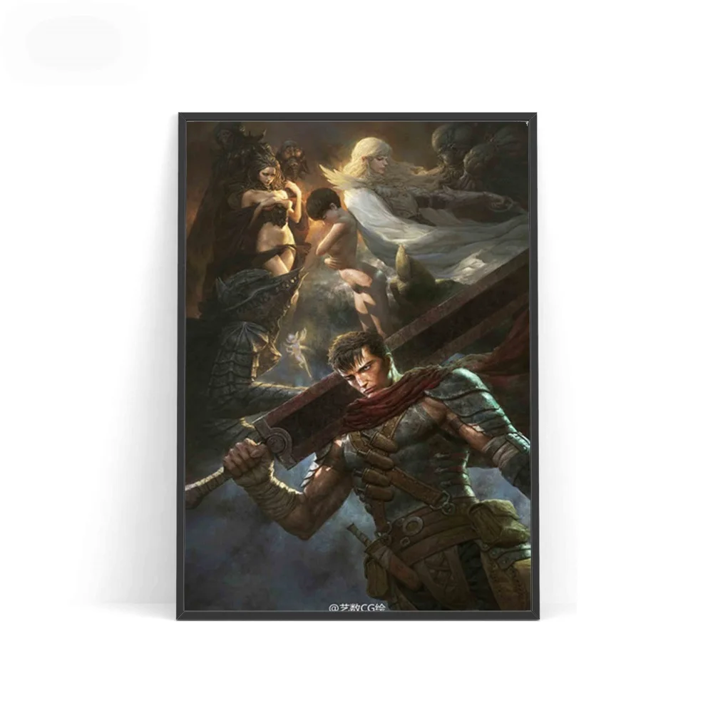 Постер Berserk Япония аниме плакаты и принты Холст Картина Настенная картина для гостиной домашний декор - Цвет: H