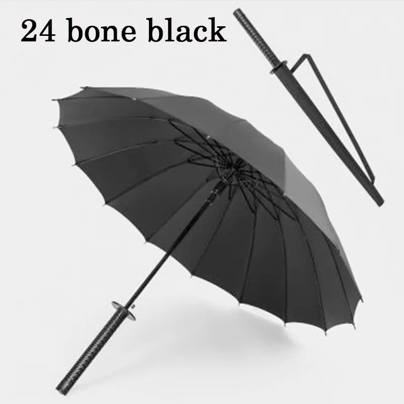 24 Bone black Японский самурайский меч длинная ручка зонтик солнцезащитный водонепроницаемый Зонт Полуавтоматический зонт 8-24K Сильный ветрозащитный umbзон - Цвет: 24 Bone black
