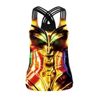 Женский летний спортивный жилет с 3D-принтом, рубашка для йоги и бега, топы для фитнеса, футболка без рукавов с перекрестными лямками, спортивная одежда, жилет для тренировок в тренажерном зале