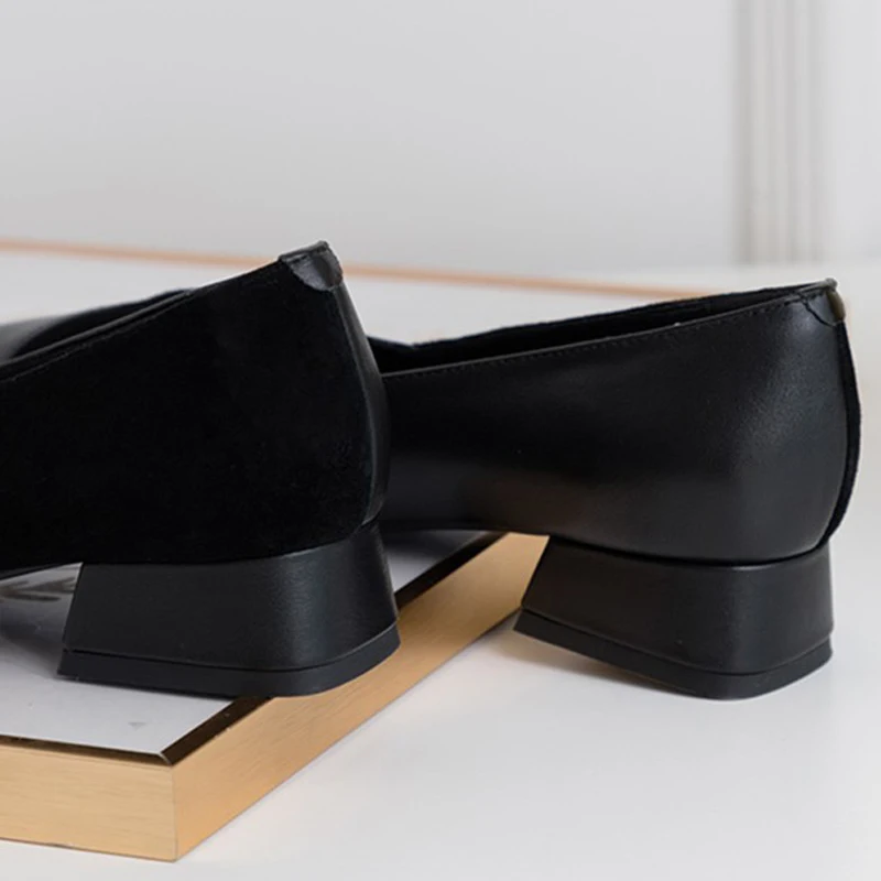 Женские туфли на низком каблуке из натуральной коровьей кожи Новинка сезон весна