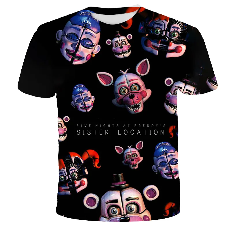 

FNAF Five Nights At Freddys Shirts For Teen Boys Clothes Halloween Horror t shirt Costume Children Short Sleeved Boys Clothing