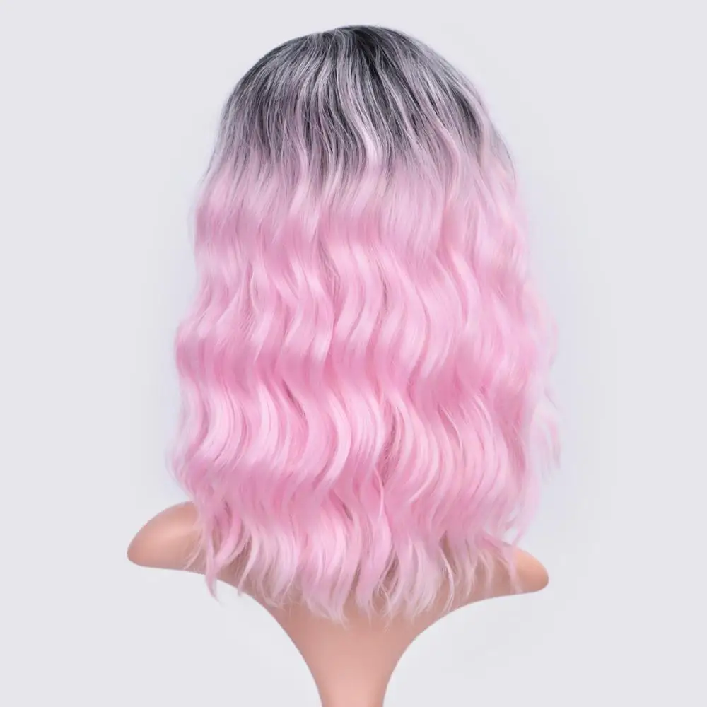 I's a wig 14 ''Ombre розовый/синий/Блонд синтетические парики короткие волны воды парик для женщин может быть Косплей Высокая температура волокна волос - Цвет: fense