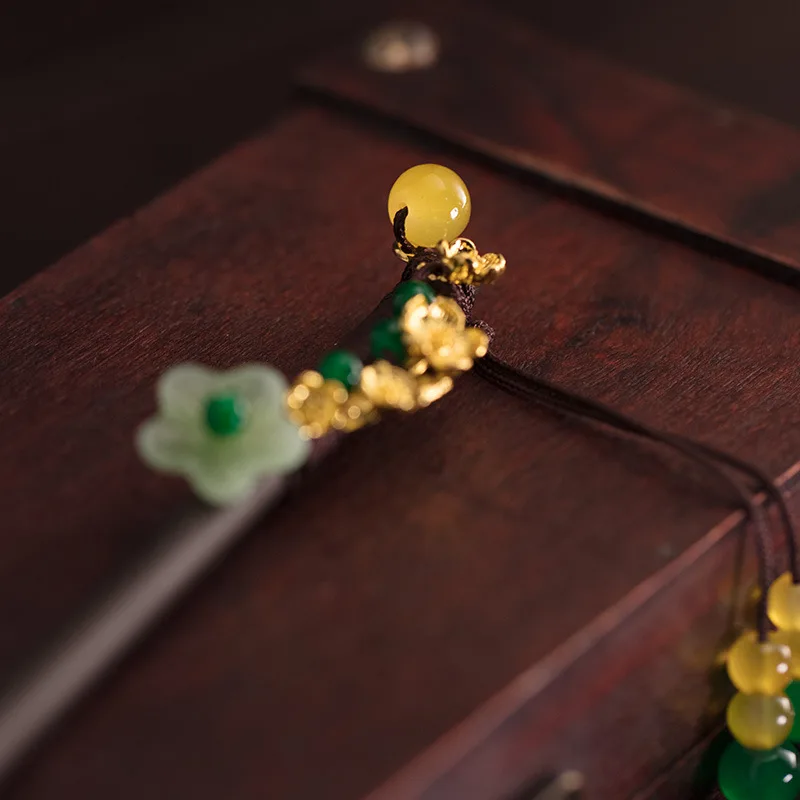 NiuShuya ручная работа китайский Винтажный Зеленый лист цветок заколка для волос