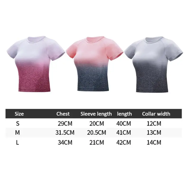 

Sports Quick-drying Wicking T-shirt Hanging Dyed Seamless Short-sleeved Gradient Color Fitness Yoga Short Sleeve Yoga Shirts
