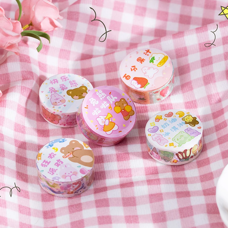 Kawaii мультфильм васи лента милый Медведь Кролик Декоративный Лейбл для