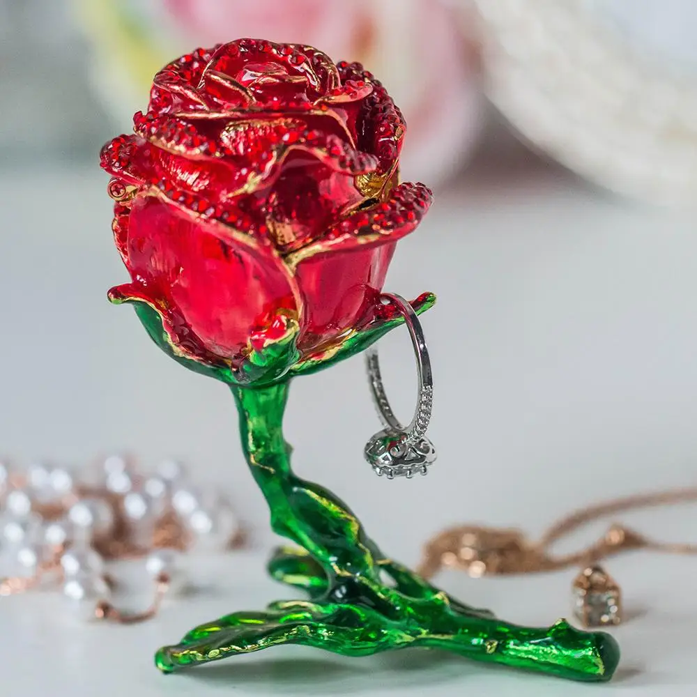H & D винтажная навесная коробка для безделушек красная роза декоративная фигурка